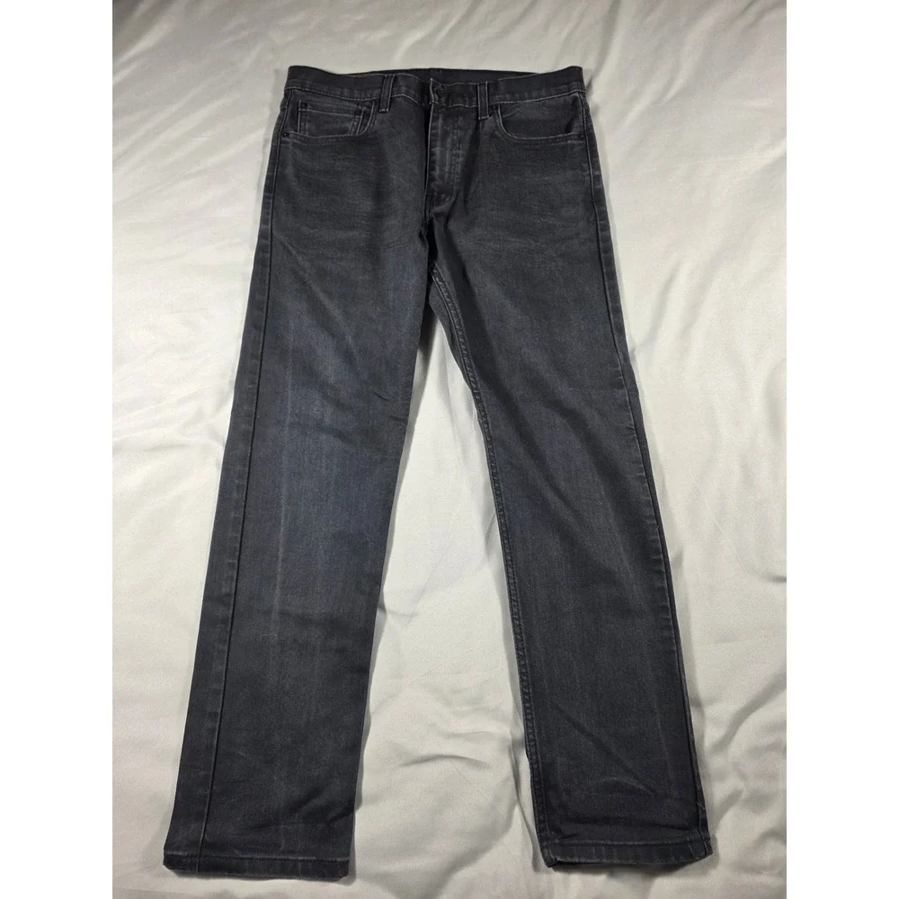 Levi's 502 Regular Taper Jeans Mens 33x32 (Fits 33x29) Faded Black Stretch Denim